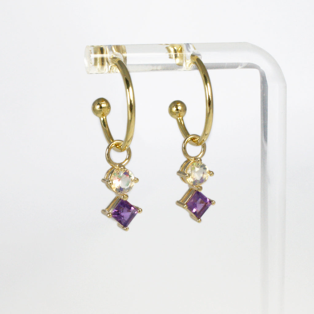 14k gold earring hoops with ball.