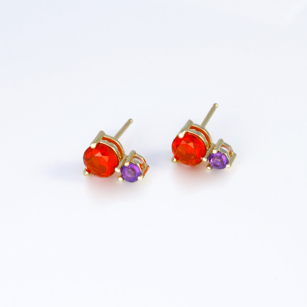 These vibrant Mexican fire opals pop out when combined with the lively amethysts.