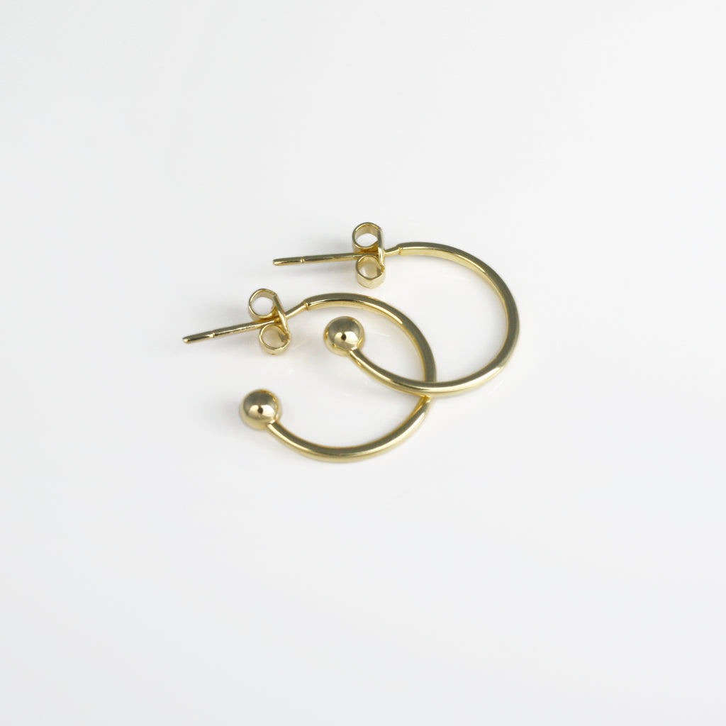 14k gold earring hoops with ball.